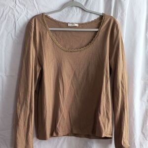 Elegant Tan Long Sleeve Women's Top